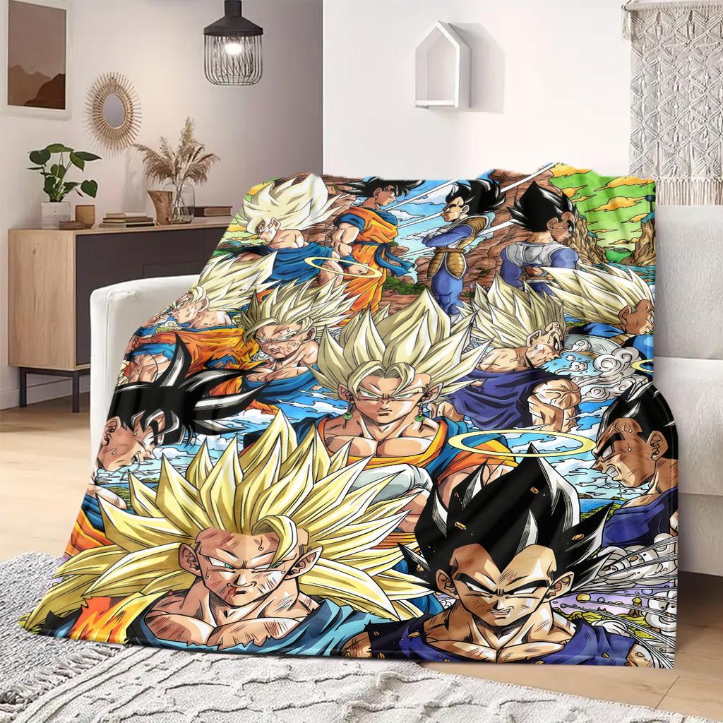Dragon Ball Z Print Blanket Warm Comfortable Flannel Blanket Suitable for Bedrooms,Sofas, Beds,Chairs,Travel -QIAO18