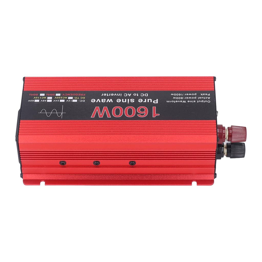 Reiner Sinuswellen-Wechselrichter 1600W Schützende Aluminiumlegierung Solar Outdoor Auto Wechselrichter für Schiff DC12V zu AC220V