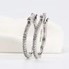 Thin Line Stone Pave Hoop Earrings Minimalist Sparkling Elegant Women Jewelry