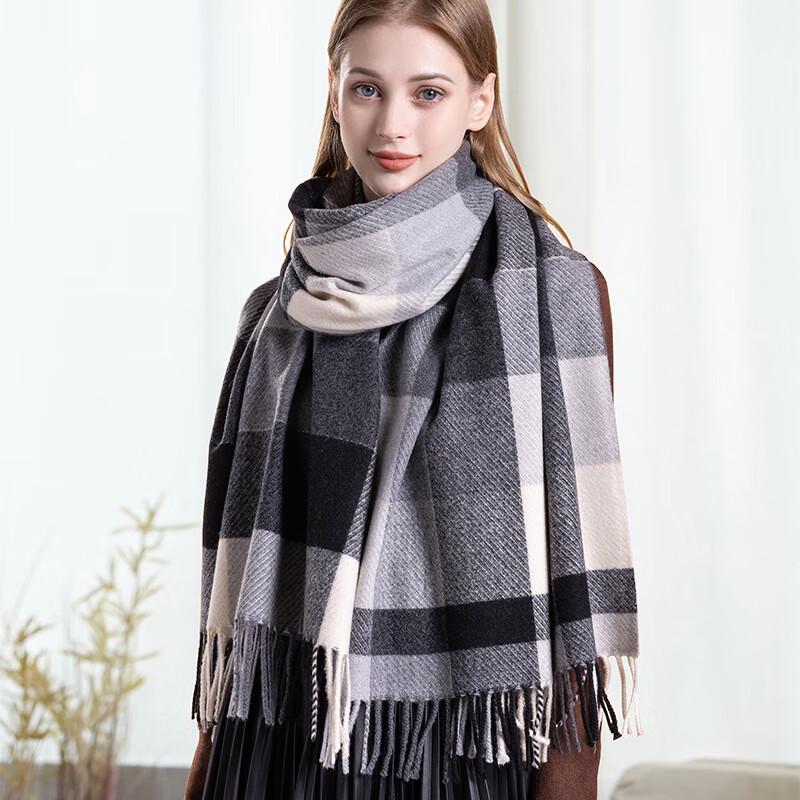 

Three Dolphins CH Autumn Winter Plaid Color Block Scarf Shawl