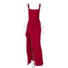 Abito da sera da donna stile INS europeo e americano, abito lungo, moda estiva, sexy, con spalline, schiena scoperta, spacco alto