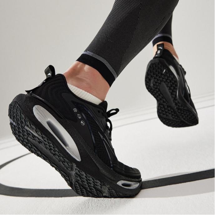 Anta Wormhole Commuter Vielseitige Laufschuhe Stoff Stoßdämpfung Abriebfest Low-Top-Sneaker Herren-Sneaker Schwarz 112535543R-2