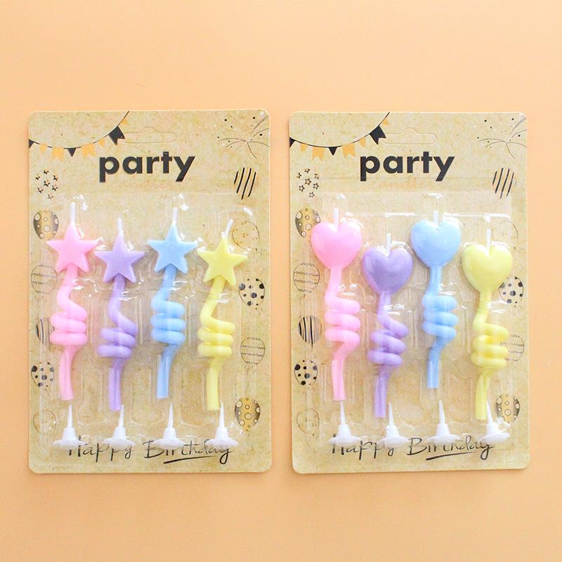 New Birthday Cake Twist Candle Colorful Curved Thumb Creative Love Five-pointed Star Shape Candle