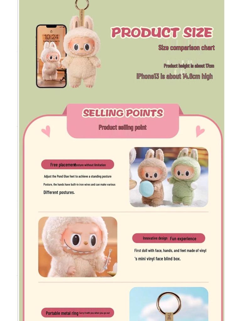 LABUBU Heart Macaron Enamel Face Sitting by POPMART BUBBLE.