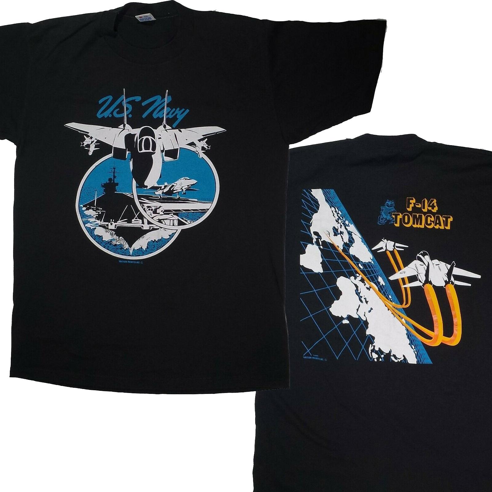 Naval F-14 Tomcat Fighter Aircraft American War Jet Plane T Shirt. New 100% Cotton Short Sleeve O-Neck T-shirt Casual Top 4XL