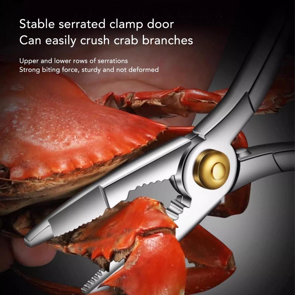 3-Piece Set Ergonomic Handle Crab Cracker Stainless Steel Lobster Cracker Seafood Tools Set  Nut