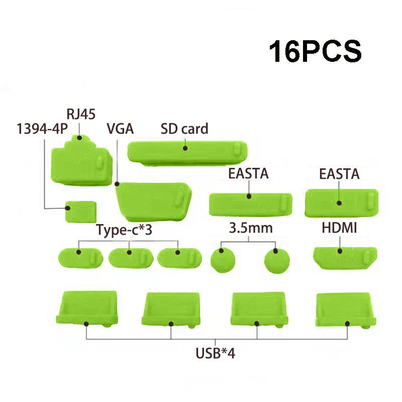 1set/16pcs Silicone Notebook Anti Dust Plug Cover Stopper Type C Laptop Dustproof USB Port HDTV RJ45 Interface waterproof cover2