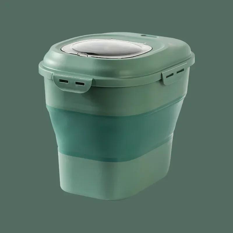 1 stk Minimalistisk Stil Husholdnings Sammenleggbar Kornbøtte Insektsikker og Fuktsikker Forseglet Fortykket Kjæledyrhundemat Oppbevaringsboks