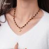 Collana con perle in occhio di tigre placcato oro 18 carati, catena per clavicola di lusso leggero, collana versatile retrò per donna