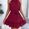 2026 Spring/Summer Women's Sleeveless Waist Cinched Ruffle A-Line Skirt S-XL