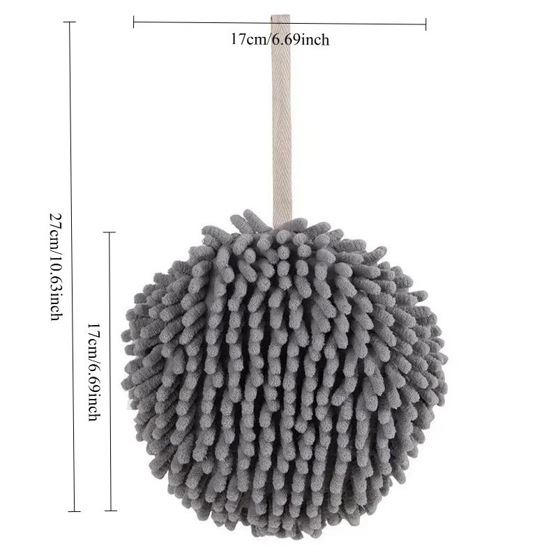 Fuzzy Ball Towel, Quick-Dry&Ultra-Soft Chenille Microfiber Hand Towels-Absorbent, Durable with Easy-Hang Loops for Kitchen&Bath