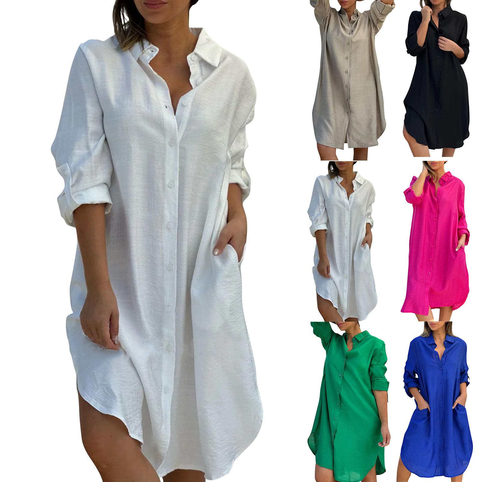 

Женская модная повседневная однотонная рубашка с длинными рукавами и лацканами