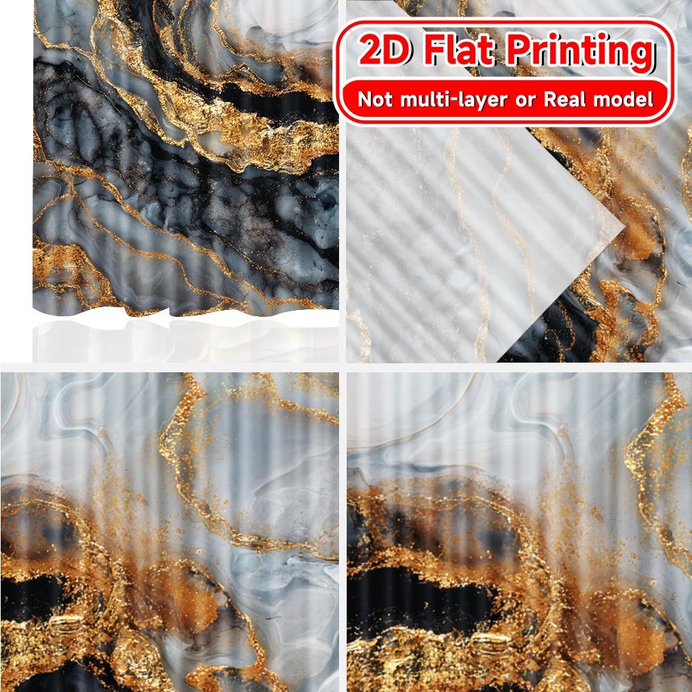 Flat Printing Golden Veins Popular Curtains Drapes Versatile Durable Polyester All Perfect Set Of 2 Made