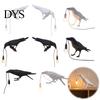 Dark Aesthetic Bedroom Decor Crow Table Lamp, Gothic Raven Night Light, Halloween Black Bird Vintage Tungsten Filament Bulb Academia Lamp for Desktop