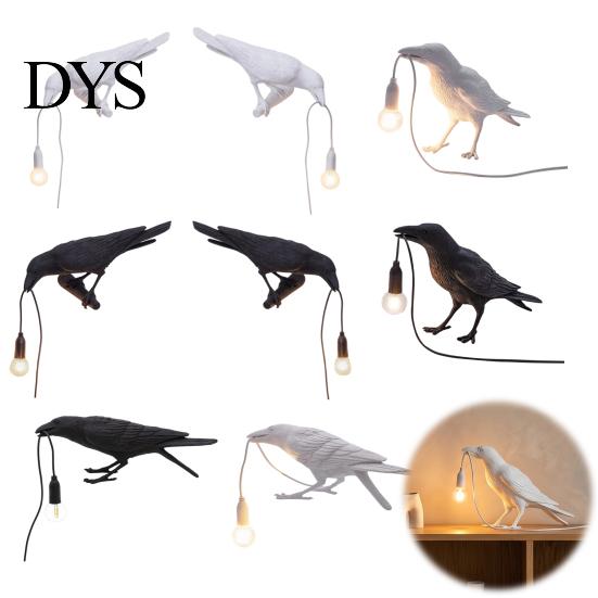 Dark Aesthetic Bedroom Decor Crow Table Lamp, Gothic Raven Night Light, Halloween Black Bird Vintage Tungsten Filament Bulb Academia Lamp for Desktop
