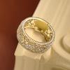 Elegant lady925Pure silver ring inlaid with moissanite, engraved with golden hollow vintage patterns, a versatile vintage women's ring that makes an