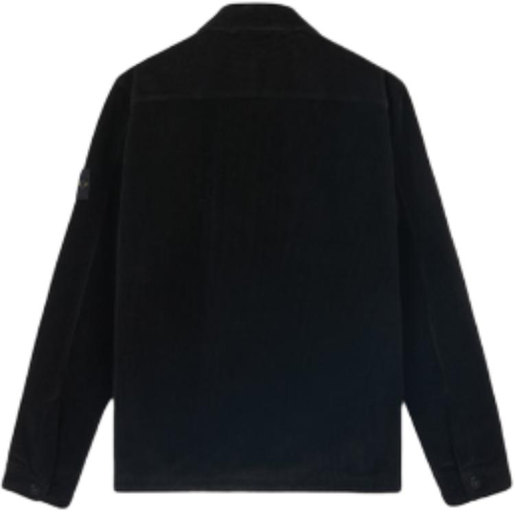 STONE ISLAND Logo Patch Corduroy Overshirt Black Unisex Outerwear 811511604-V0029
