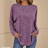 Maglione a Maglia Autunno Europeo 2025 - Girocollo, Costine, Manica Lunga, T-shirt Vestibilità Larga