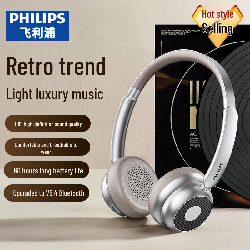 Philips TAH1129 Retro Over-Ear Wireless Bluetooth Headphones