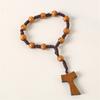 Holzperlen Rosenkranz mit 8mm Perlen und Kreuzanhängern für Gebetsmeditationen Eleganter Holzmaserung Rosenkranzperlen