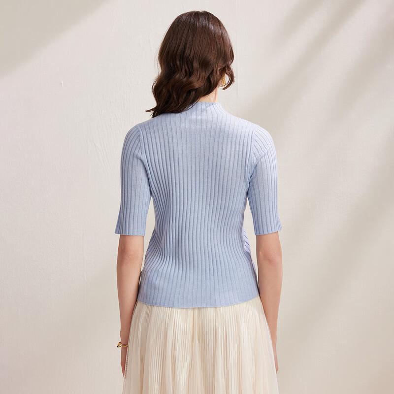 Zhaojun Women's Short Sleeve Mock Neck Knit Top