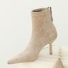 Wildlederstiefel Damen Herbst und Winter Neue High Heel Damenstiefel Reißverschluss Kurze Damenstiefel für Damen