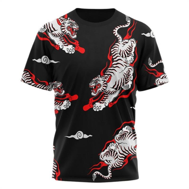 New Tiger Print T Shirt For Men 3D Printed Short Sleeve Tops Tees Trend Personality Streetwear Graphic T-shirt Quality Tshirt