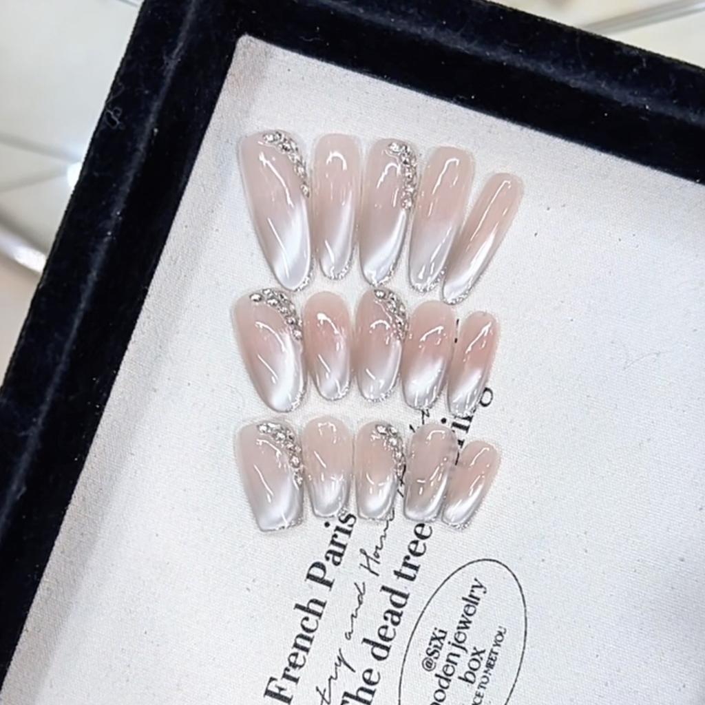 Pure Hand-wearing Armor Spring and Summer New Style Meteor Shower Wheat Ears Ice-transparent Cat Eyes Pure and Lustful Manicure
