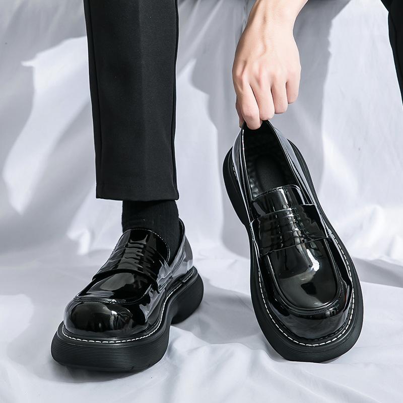 2025 Loafers Men's 2025 Spring and Autumn New Leather Shoes Men's Muffin Platform Big Head Shoes Business Dress Small Leather Shoes