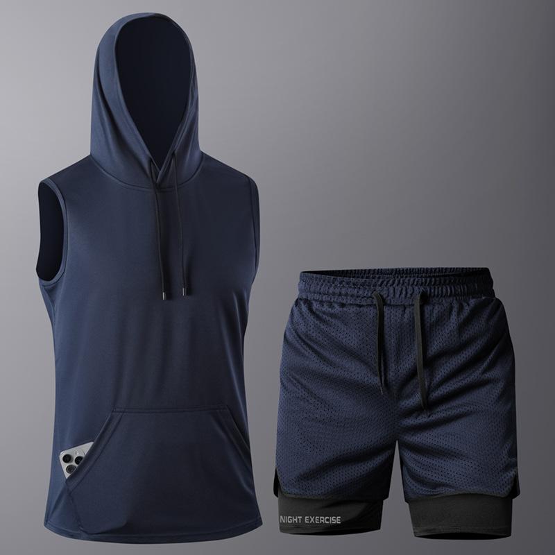Tank Top + Shorts Sets Men Summer Tennis Activewear Running Basketball Training Wear Sleeveless Vest 2 Pcs Tracksuit