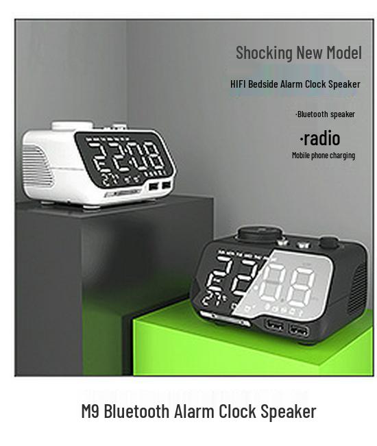K11 Wireless Alarm Clock: Bluetooth Speaker, LED Mirror, USB Phone Charging, Smart Radio