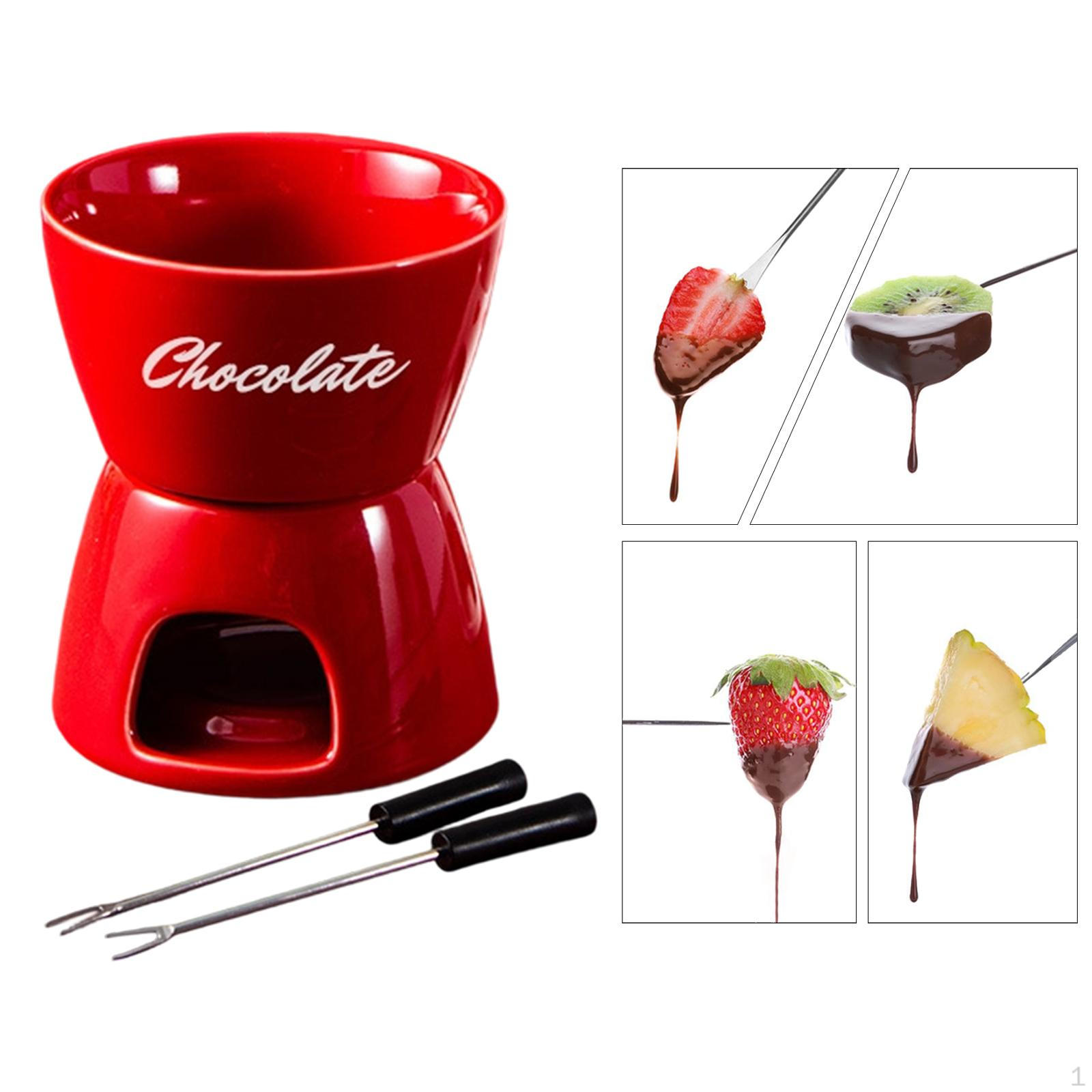 

Melting Pot Butter Warmer Porcelain Ceramic Cookware with Candle Holder Stand Suitable for Holiday красный