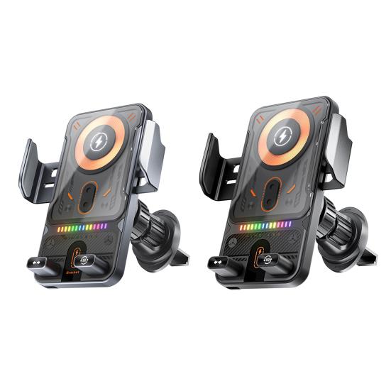 Smart Car Phone Mount 15W Wireless Car Charger Hands Free Car Phone Holder Easy Air Vent Installation Smartphone Mount