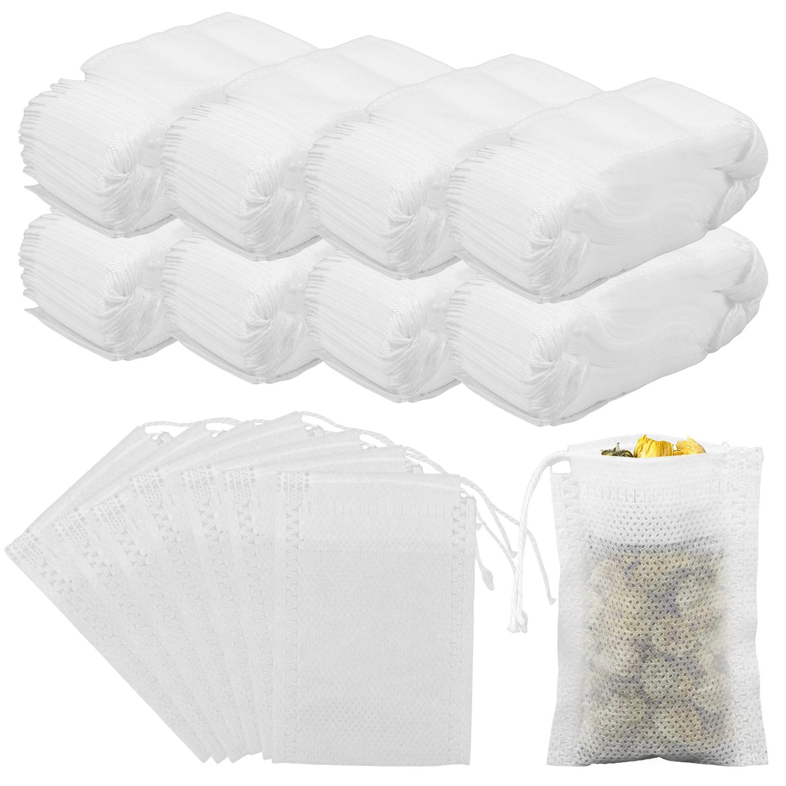 

2000Pcs Non Woven Fabric Tea Bags for Loose Leaf Tea, Bulk Tea Filter Bags with Drawstring Compact Herb Strainer Bag Tea Bag белый