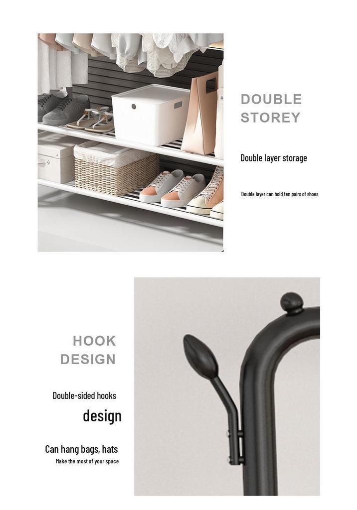 Sturdy Movable Floor-Standing Clothes Rack for Bedroom and Balcony Drying