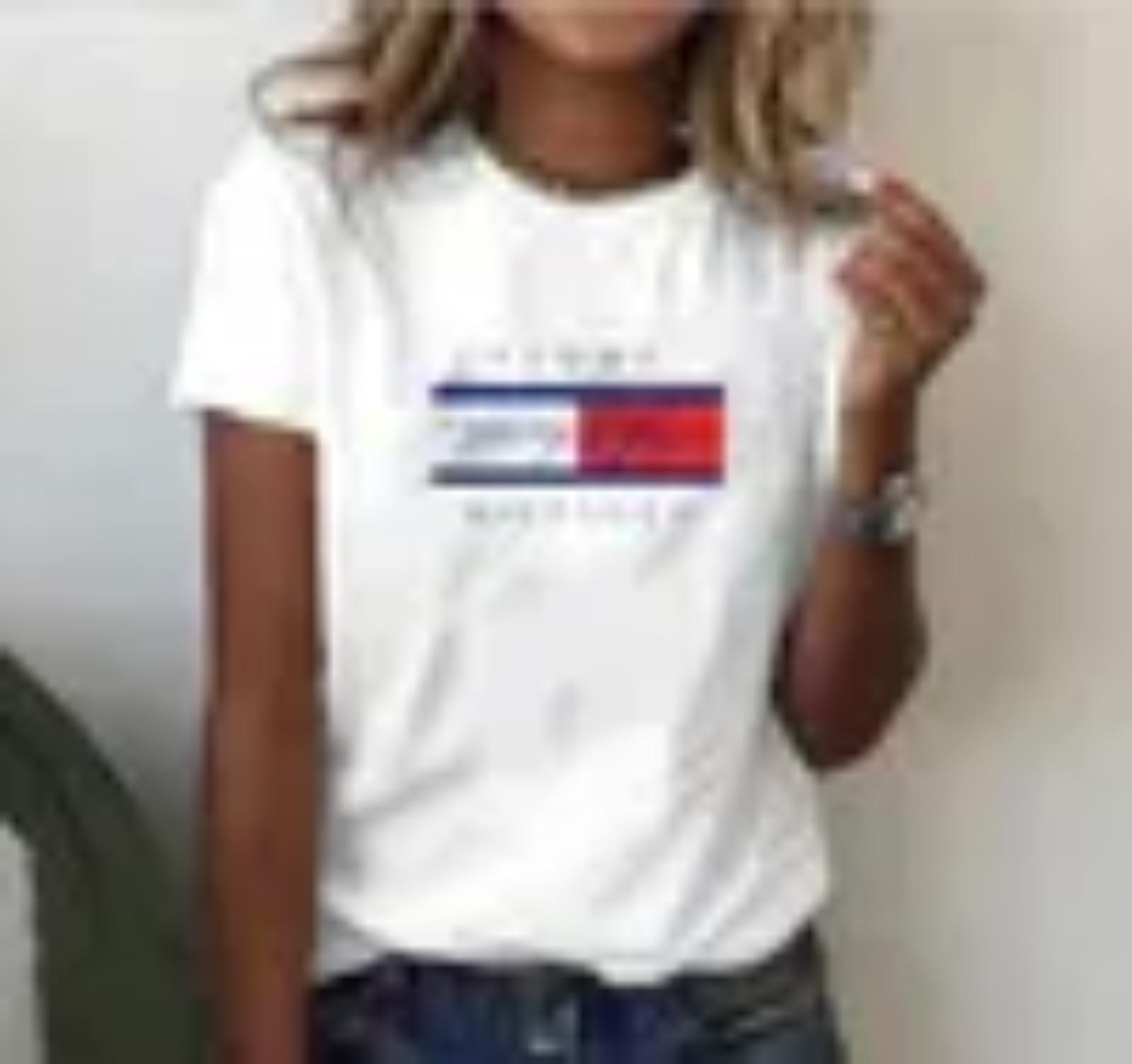 

Летний женский топ с короткими рукавами свободного кроя с круглым вырезом L белый