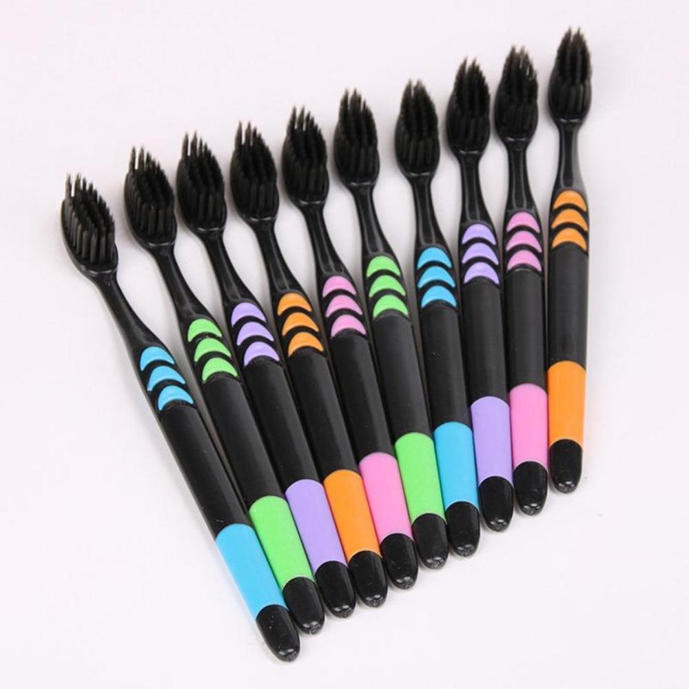10PCS/1Pack Soft Bamboo Charcoal Nano Toothbrush Black Tooth Brush Dental Personal Teeth Care