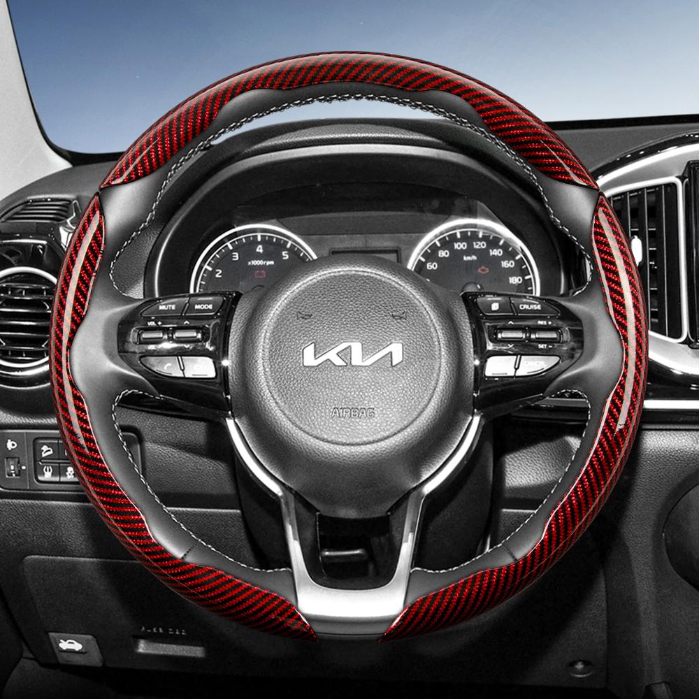 Geeignet für Kia Lenkradabdeckung mit Carbonfaser-Textur, segmentiertes Schnellverschluss-Design, langlebig, für Sportage Seltos Sorento Niro Sonet Picanto