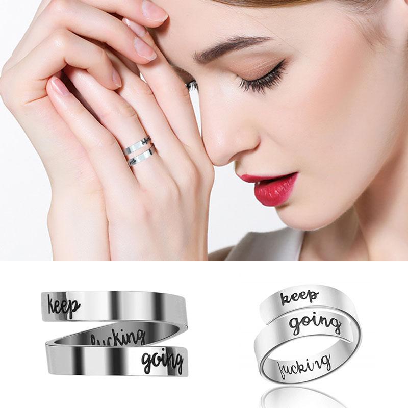 Buy 1PC US 9 Engraved Band Stainless Steel Amulet Ring KeepGoing ...