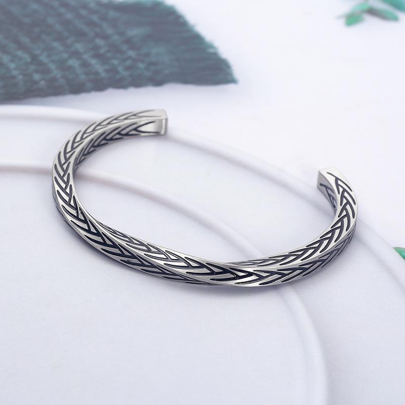 

Vintage Distressed Twisted Mobius Viking Open Cuff Bracelet Unisex Handmade Norse Jewelry