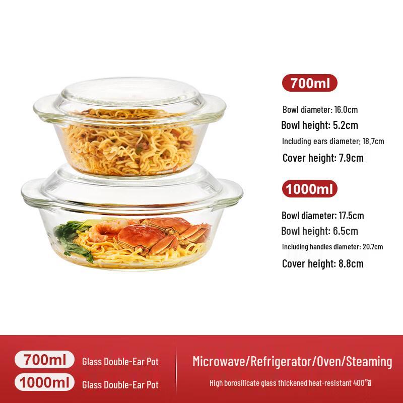 ZISIZ Glass Bowl with Lid for Microwave