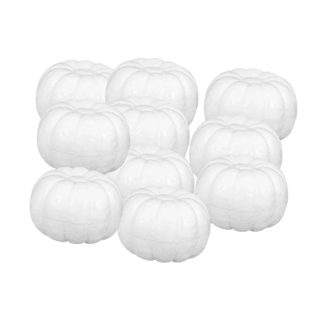 10 White Foam Artificial Pumpkins, Halloween Decorations And Outdoor Activities.