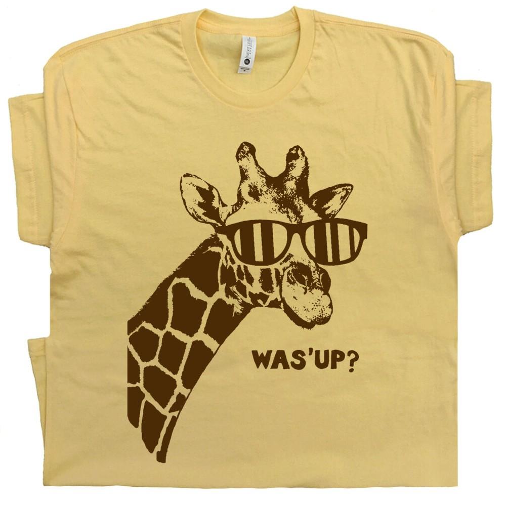 

Giraffe T Shirt Funny Cute Animal Wearing Sunglasses Cool Retro Men Women Tee L