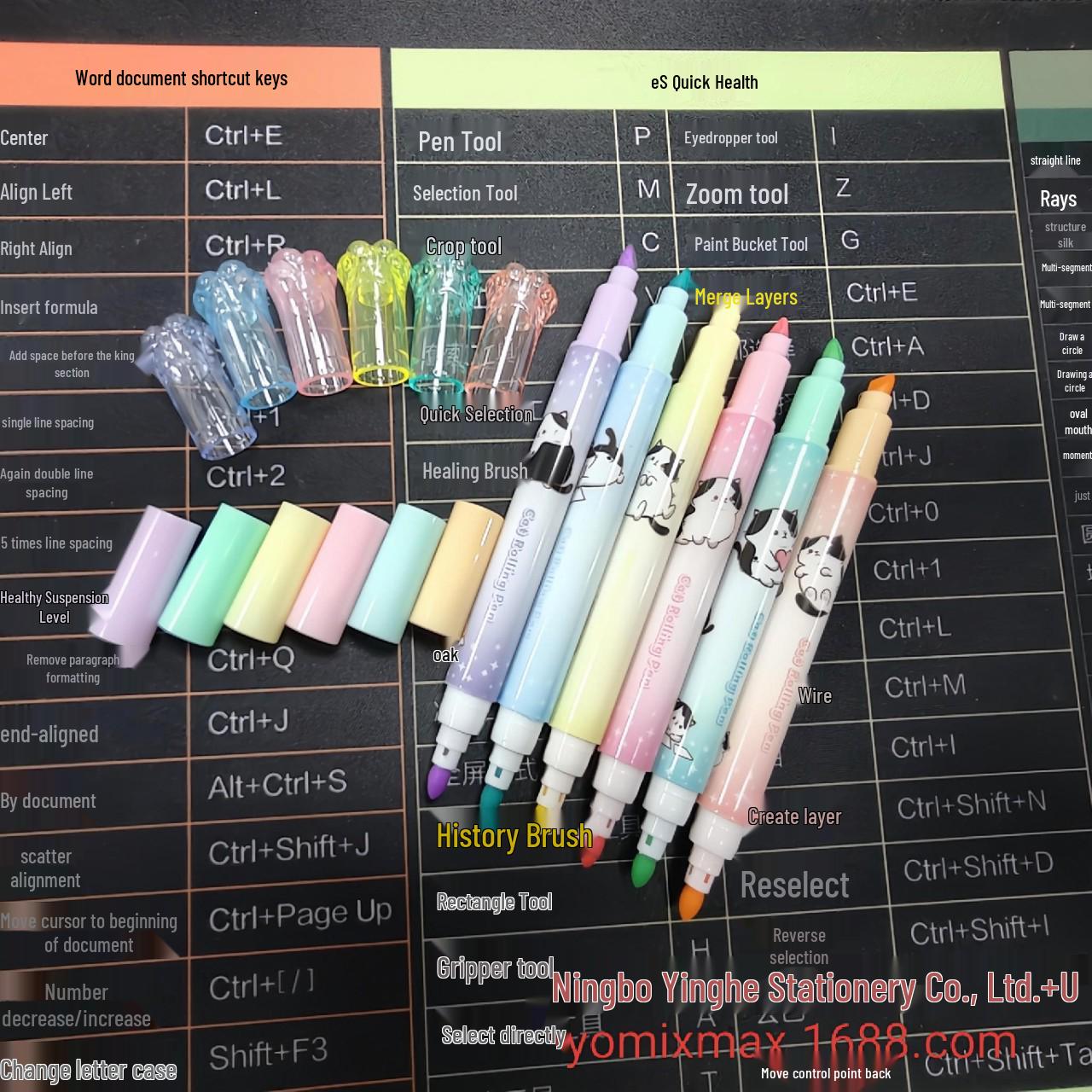 

Set of 6 Cat Paw Double-Ended Highlighters for Doodling 4mm + 2mm