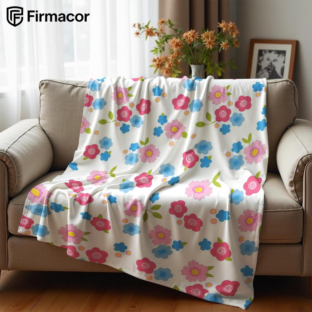 Pastel Rose Cartoon Anime Print Flannel Blanket Soft Warm Throw for Kids Bedroom Sofa Bed Christmas Office Car