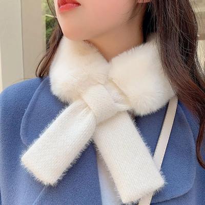 Winter Pelz Kragen Kreuz Weibliche Koreanische Warme Dicken Schal Hals Schutz Wilden Niedlichen Rex Kaninchen Plüsch Weichen Mode Schal