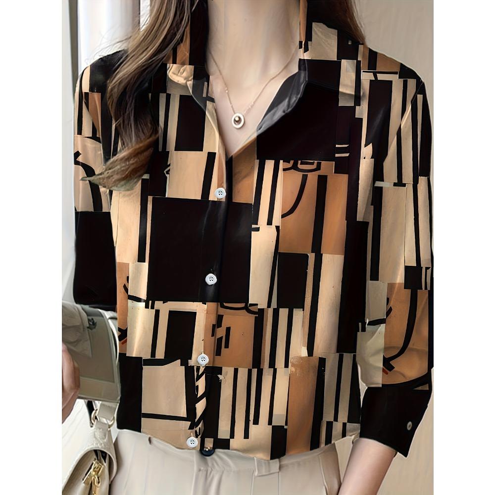 Boutique Ladies Lapel Button Shirt Elegant Temperament Long Sleeve Textured Design Shirt Ladies Daily Commuter Fashion Shirt