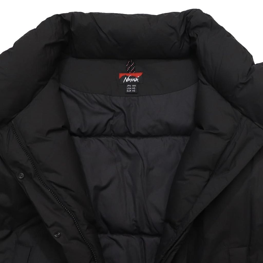 NANGA STAND COLLAR DOWN JACKET W (WOMEN) Stand Collar Down Jacket, Women's Outerwear, Nylon, Outdoor (JP, Alphabet, L, Black)