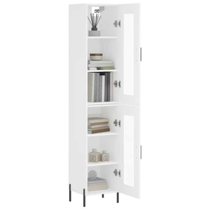 VidaXL Buffet haut Blanc 34,5x34x180 cm Bois d'ingénierie 3199433