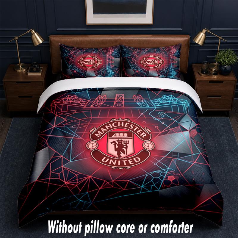Manchester United Diseño Juego de Cama Ropa de Cama 1 Funda Nórdica + 2 Fundas de Almohada Suave Transpirable Ropa de Cama para el Hogar